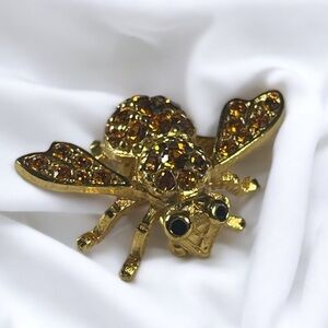Vintage Joan Rivers Book Piece Pave Citrine Bumble Bee Brooch Pin